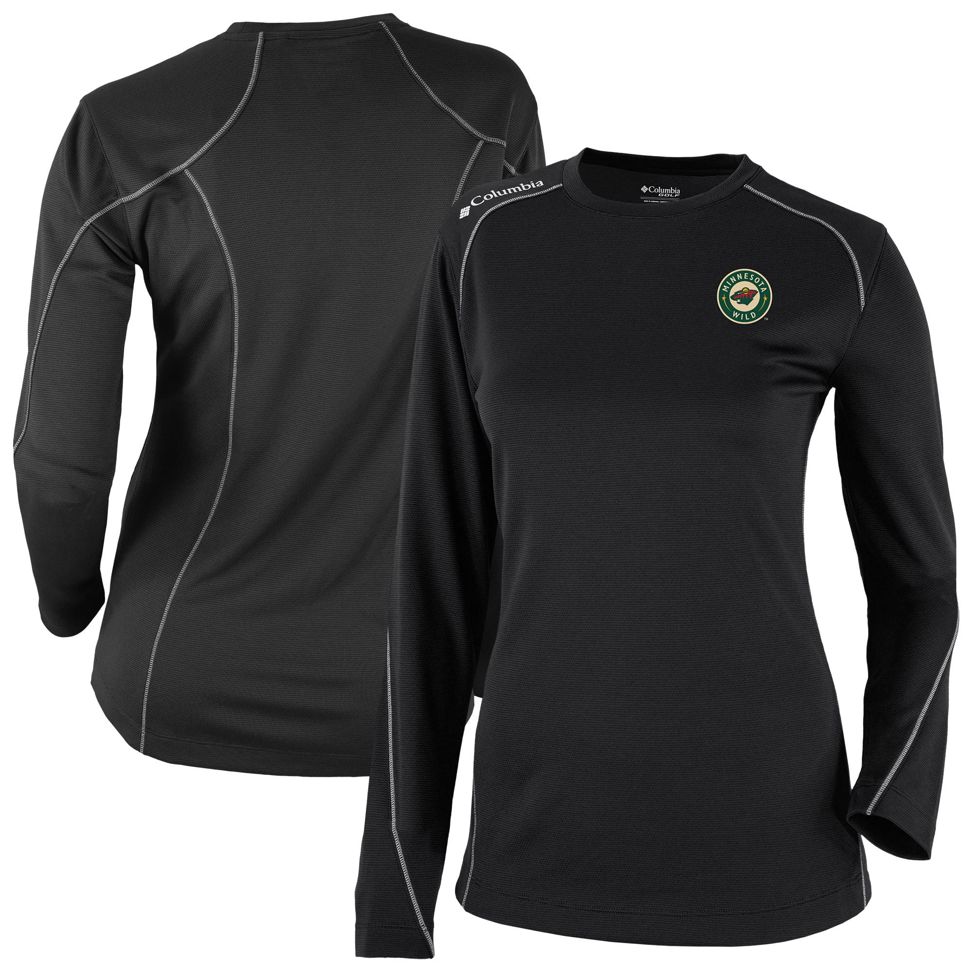 T-shirt à manches longues raglan noir Columbia Minnesota Wild Shotgun Omni-Wick pour femme